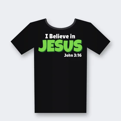I Believe in Jesus design on a black t-shirt