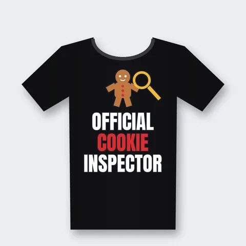Official Cookie Inspector design on a black t-shirt