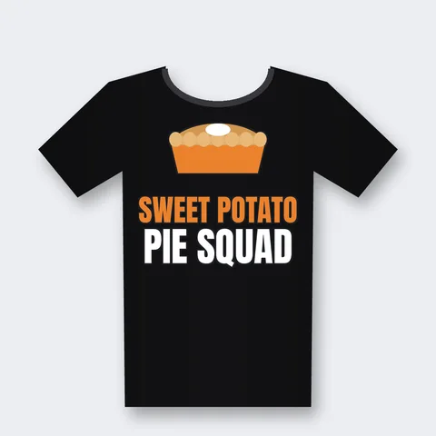 Sweet Potato Pie Squad design on a black t-shirt