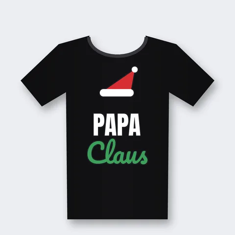 Papa Claus design on a black t-shirt
